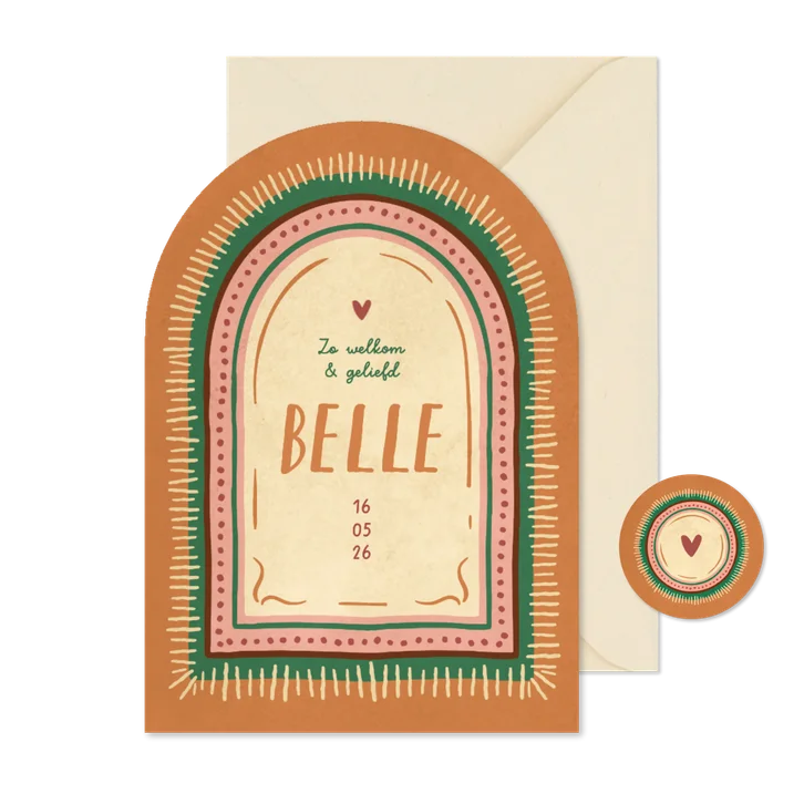 Geboortekaartje bohemian boogkaart zomer trend