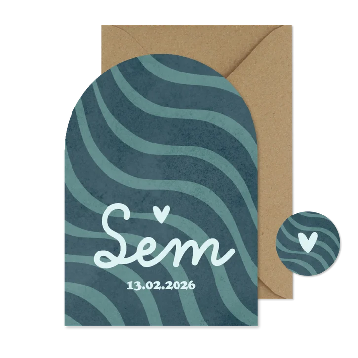 Geboortekaartje boogvorm wave gestreept stoer modern