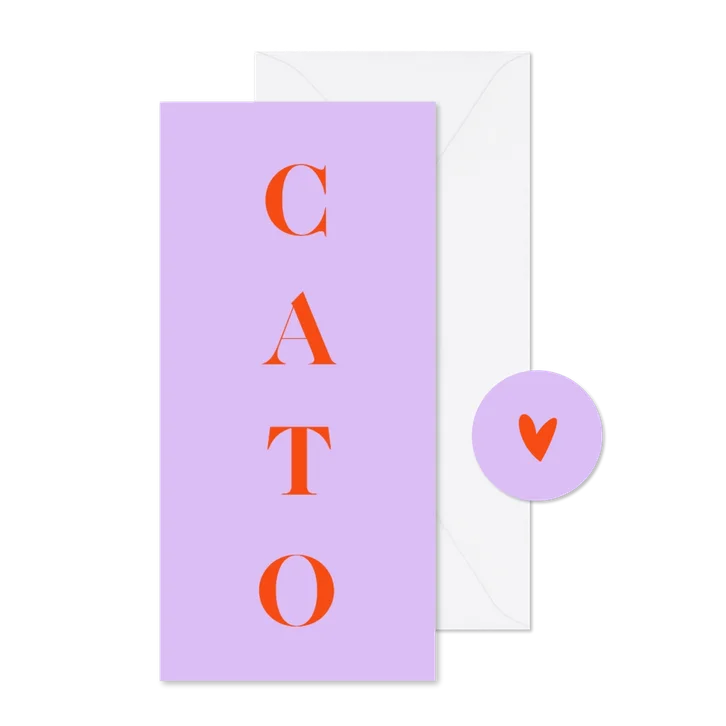 Geboortekaartje colorblocking naam oranje roze