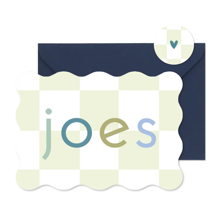 Geboortekaartje gekleurde naam met groene blokjes wave vorm