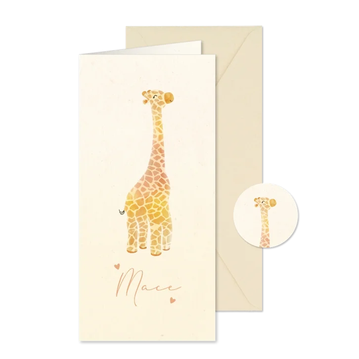 Geboortekaartje giraffe voor een jongen of een meisje