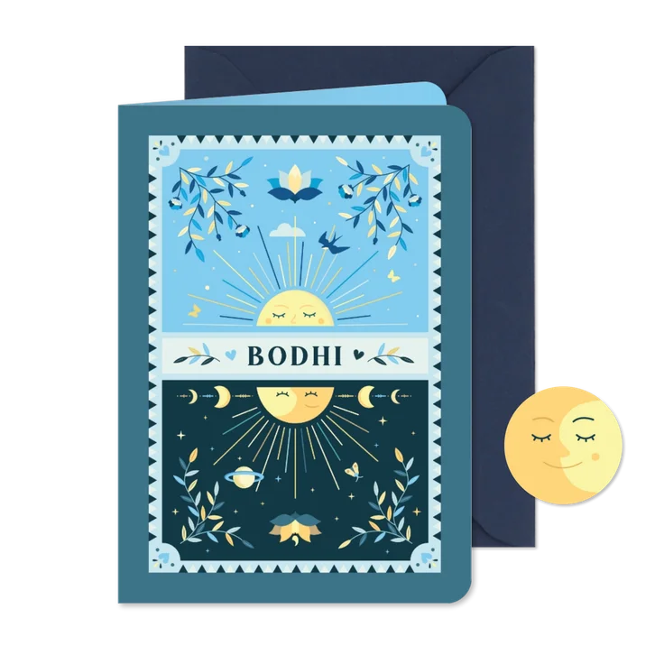 Geboortekaartje jongen astrologie met maan & zon symboliek