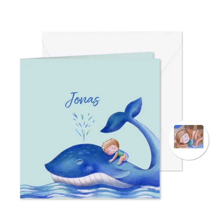 Geboortekaartje jongen met lieve walvis