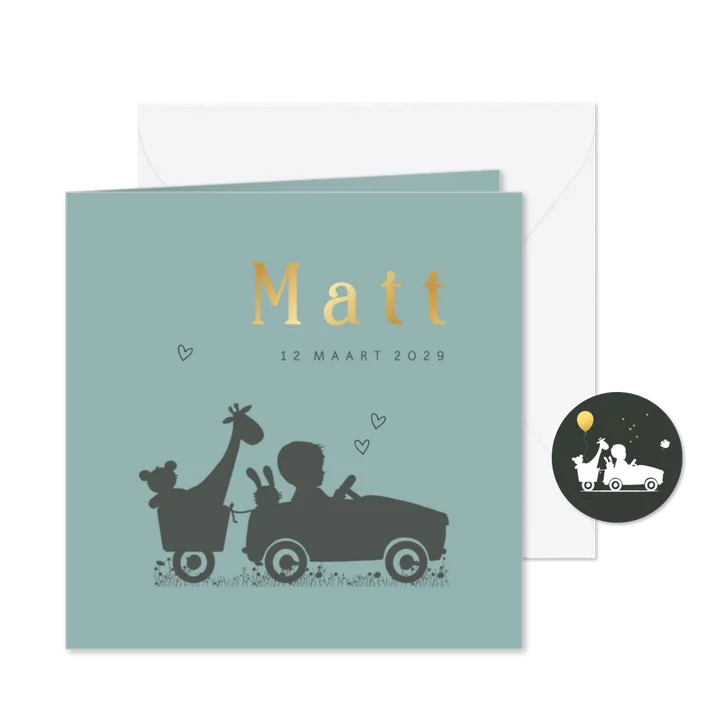 Geboortekaartje jongen trapauto