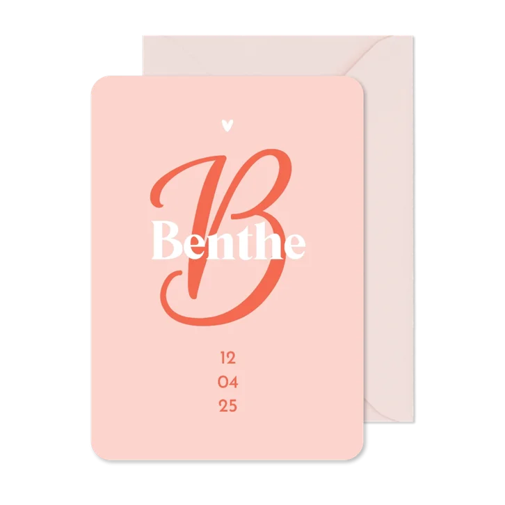 Geboortekaartje meisje grafisch minimalistisch roze initiaal