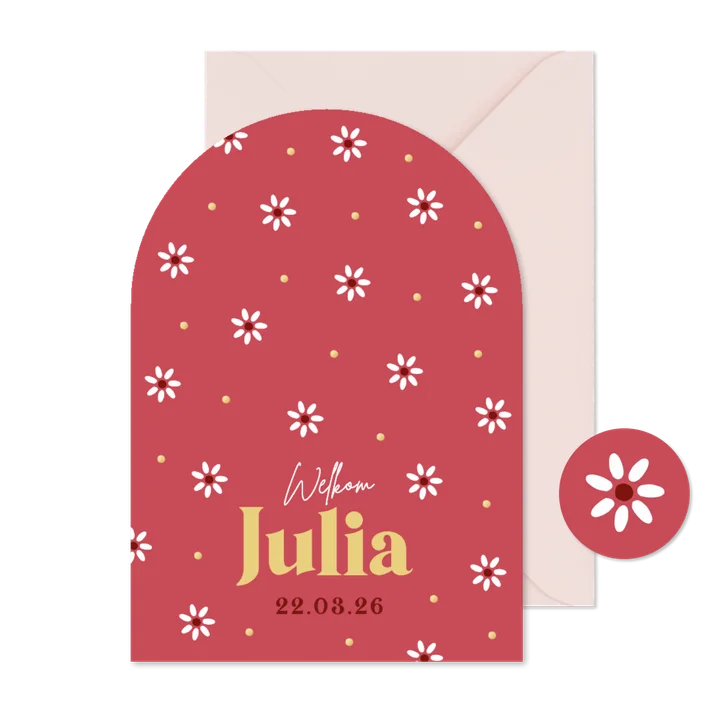 Geboortekaartje meisje lente bloemetjes goud lief patroon