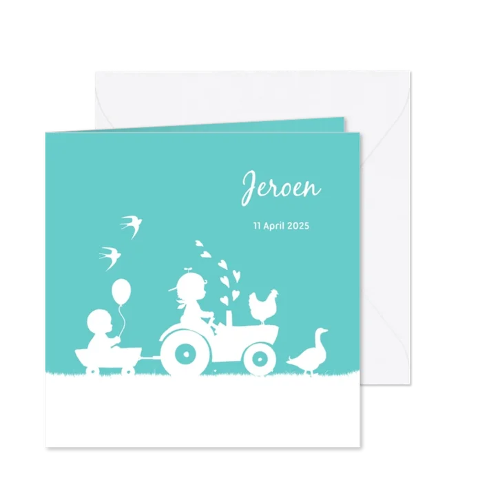 Geboortekaartje met tractor voor een broertje