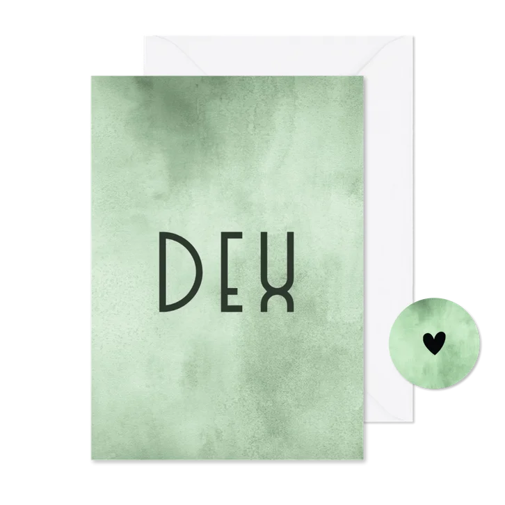 Geboortekaartje mintgroene waterverf stoer