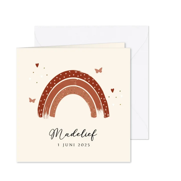 Geboortekaartje regenboog aardetinten