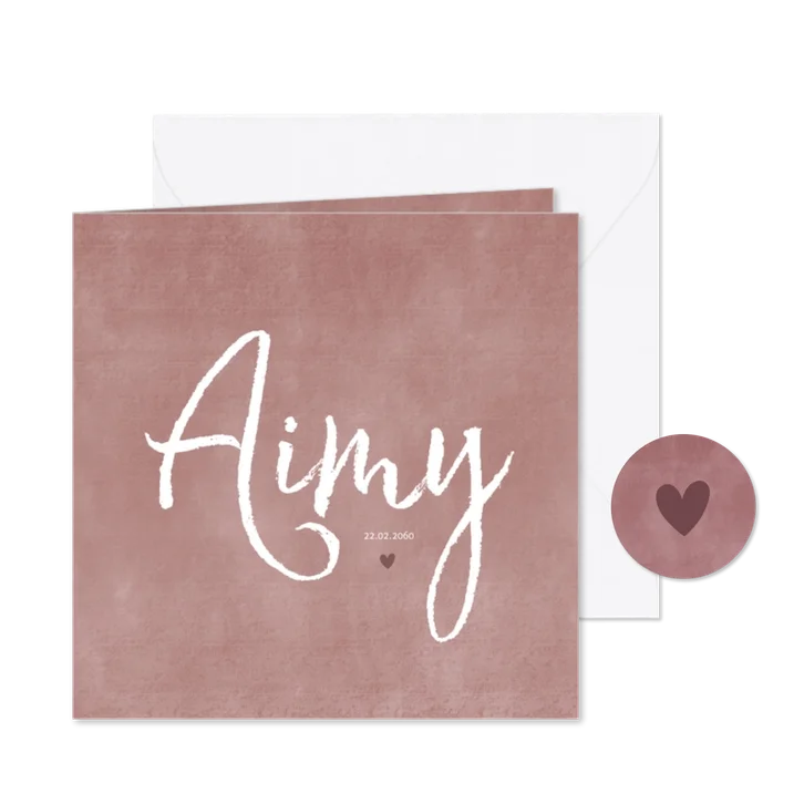 Geboortekaartje stijlvol simpele roze waterverf