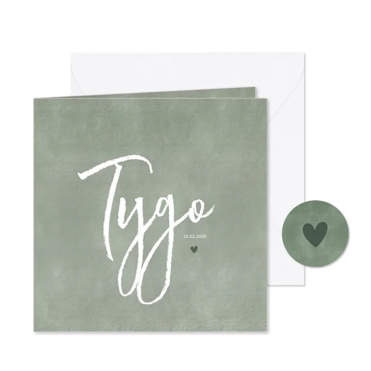 Geboortekaartje stijlvol simpele waterverf 