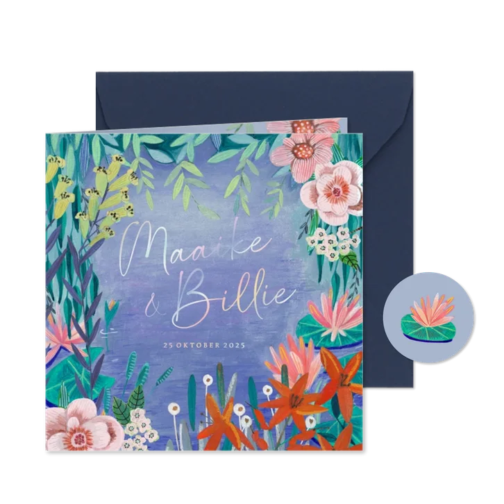 Geboortekaartje tweeling zwaan bloemen