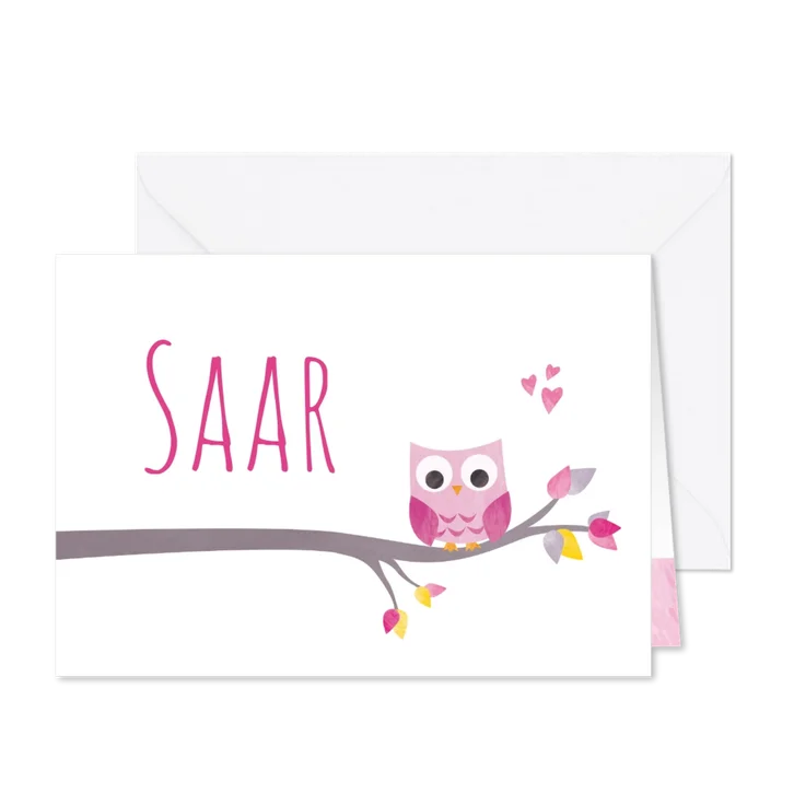 Geboortekaartje uiltje op tak