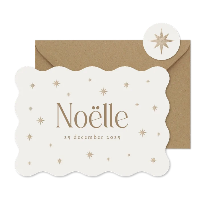 Geboortekaartje uniek wave sterren champagnekleur stijlvol