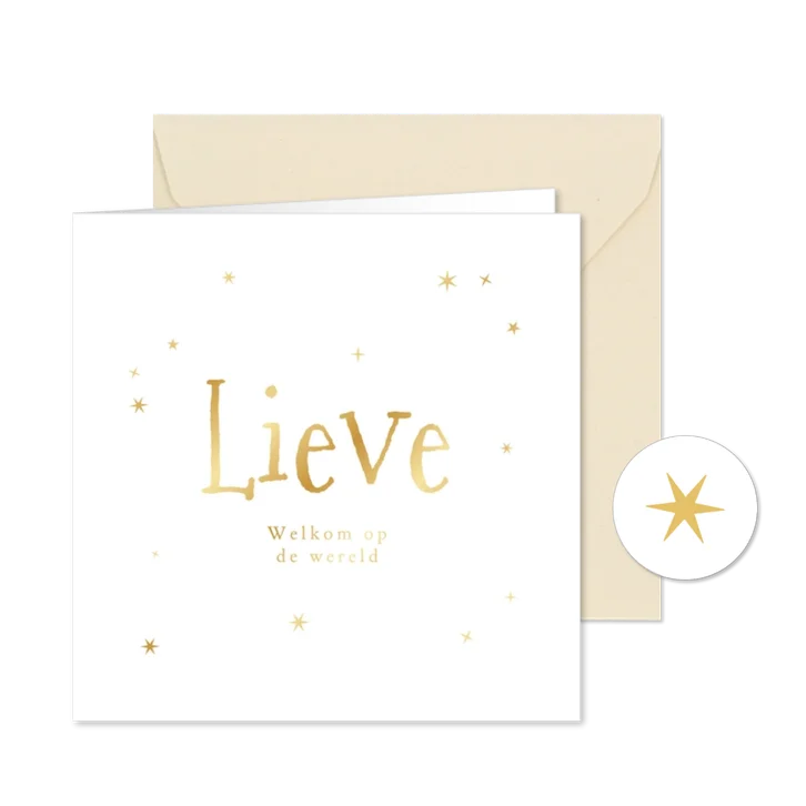 Geboortekaartje unisex sterren goud minimalistisch