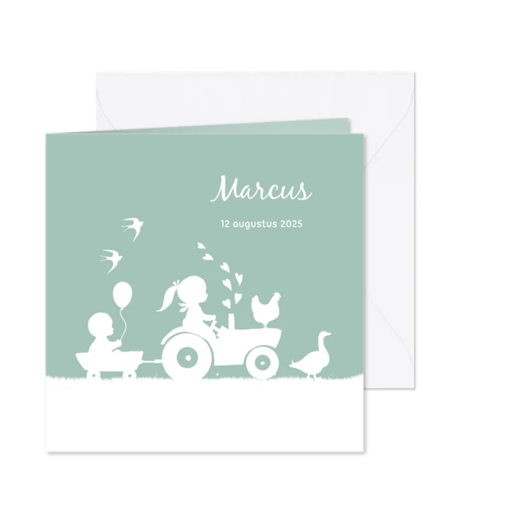Geboortekaartje voor een broertje met trekker