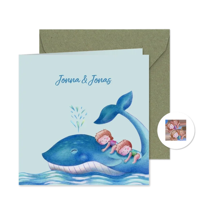 Geboortekaartje walvis met tweeling