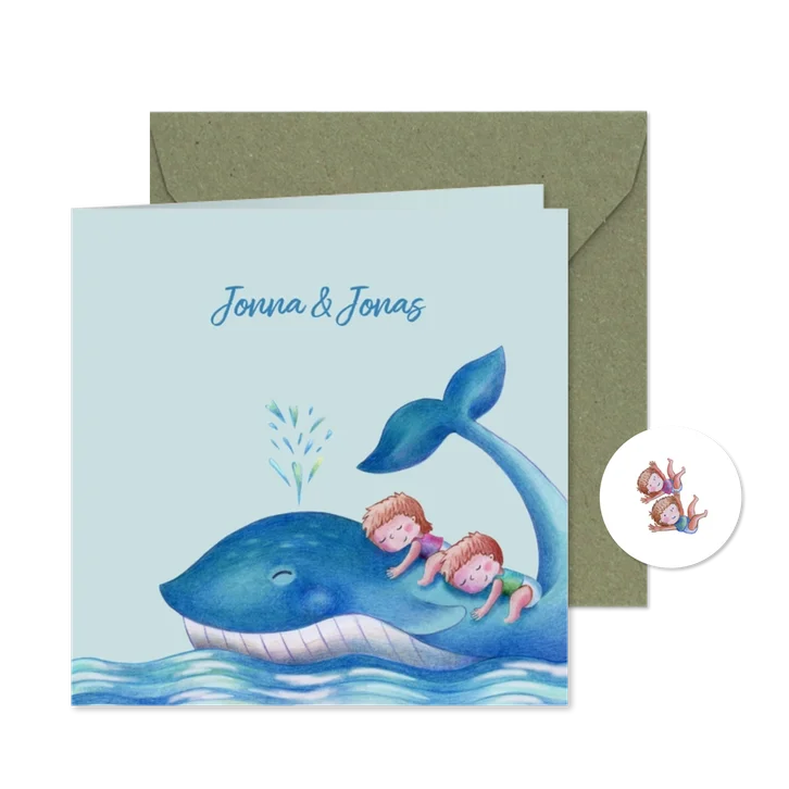 Geboortekaartje walvis met tweeling