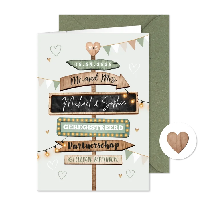 Geregistreerd partnerschap festival style wegwijzers vlaggen