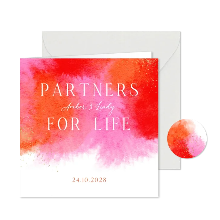 Geregistreerd partnerschap modern kleurrijk waterverf roze