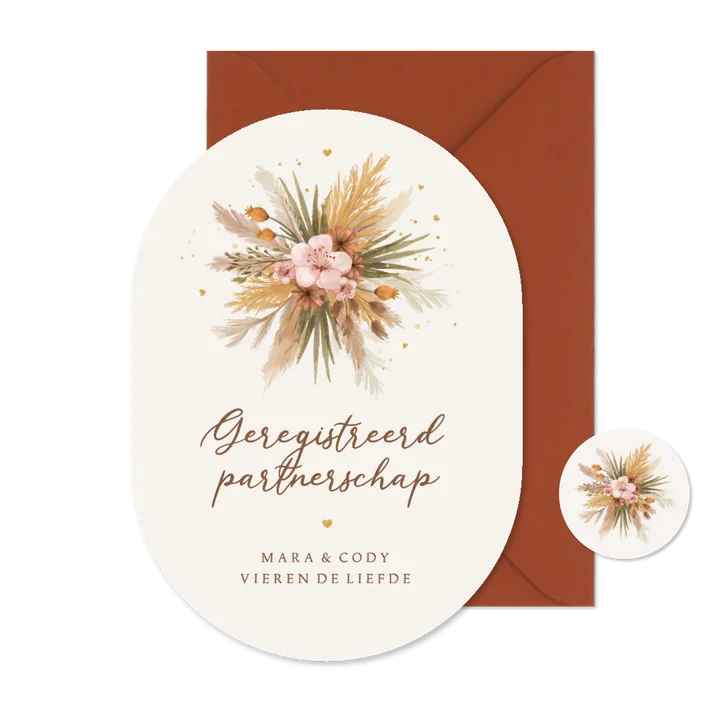 Geregistreerd partnerschap uitnodiging bohemian feestje 