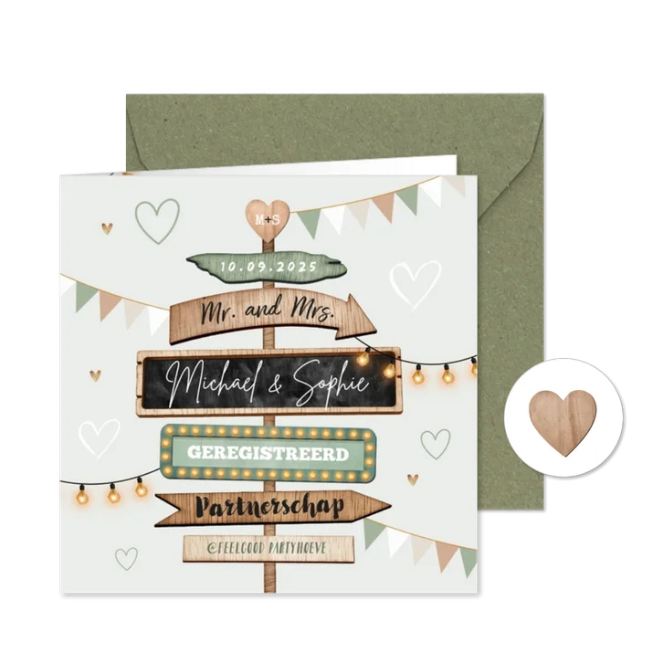 Geregistreerd partnerschap wegwijzers festival style hout