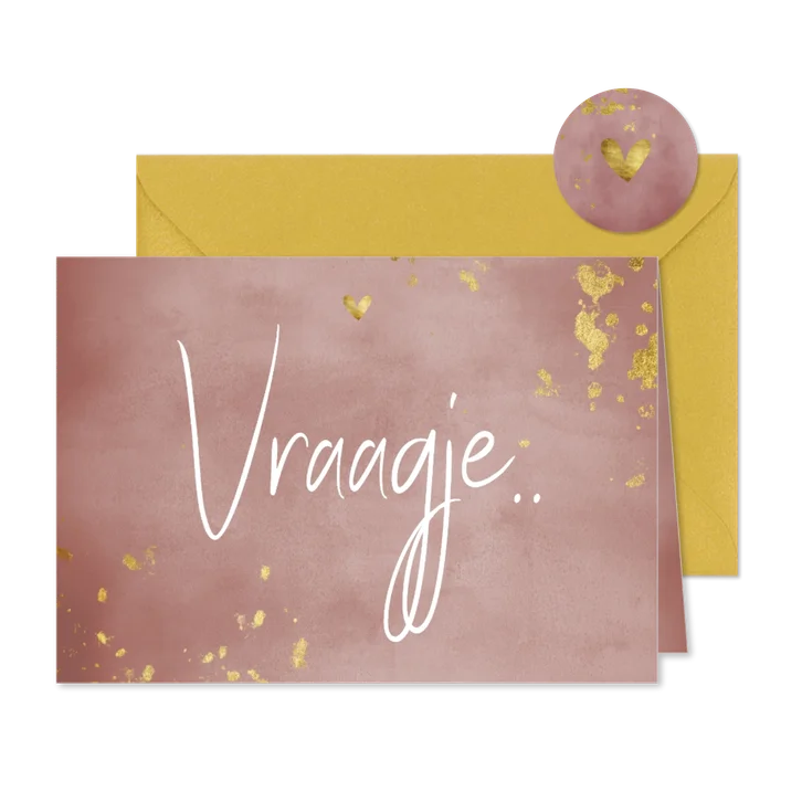 Getuige kaart vraagje oud roze waterverf gouden spetters