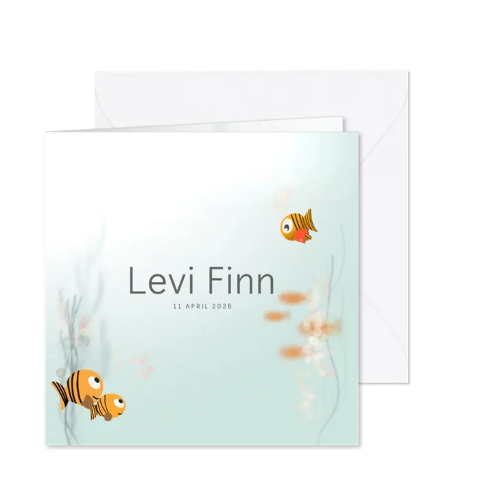 Gezin geboortekaartje water vis