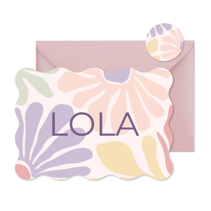 Golvend geboortekaartje abstracte bloemen kleurrijk