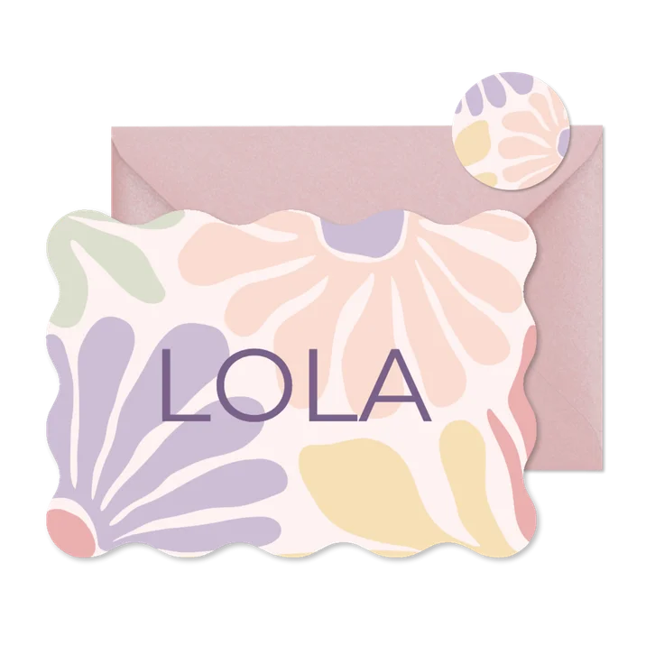 Golvend geboortekaartje abstracte bloemen kleurrijk