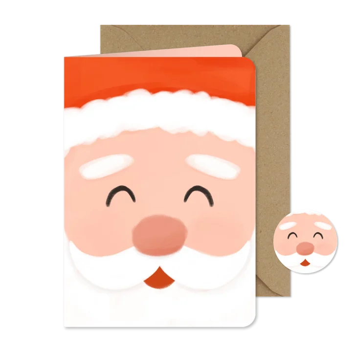 Grappig kerstkaartje illustratie gezicht kerstman vrolijk