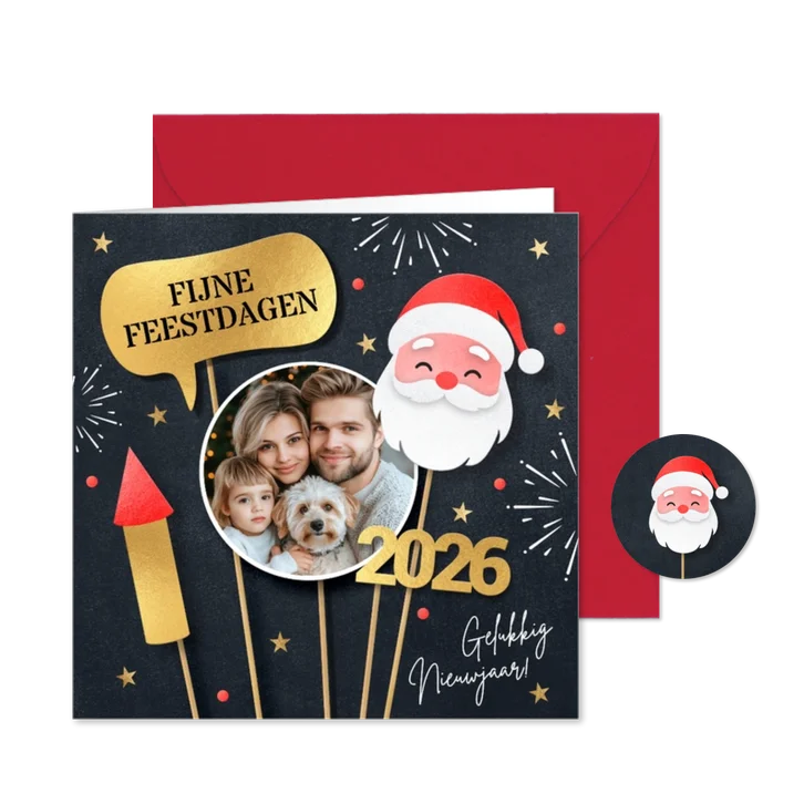 Grappige kerstkaart foto hippe kerstman