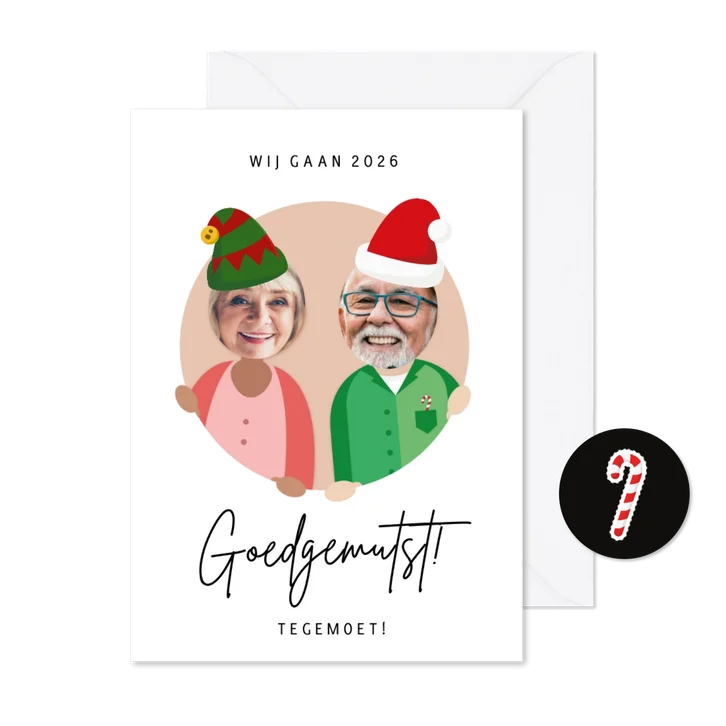 Grappige kerstkaart - goedgemutst 2026 tegemoet!