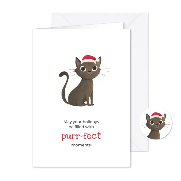 Grappige kerstkaart meow-ry christmas kat dieren