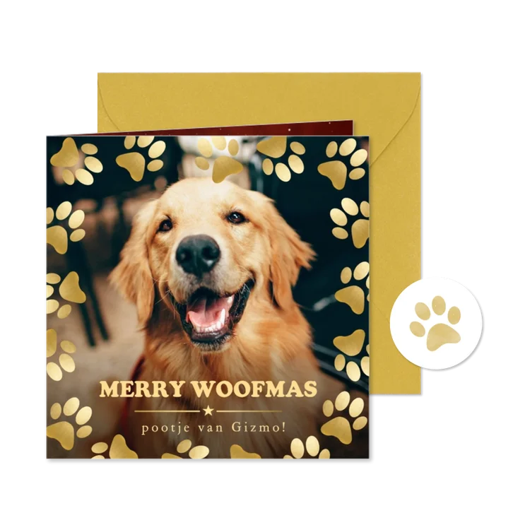 Grappige kerstkaart met grote foto verstuurd door je hond 