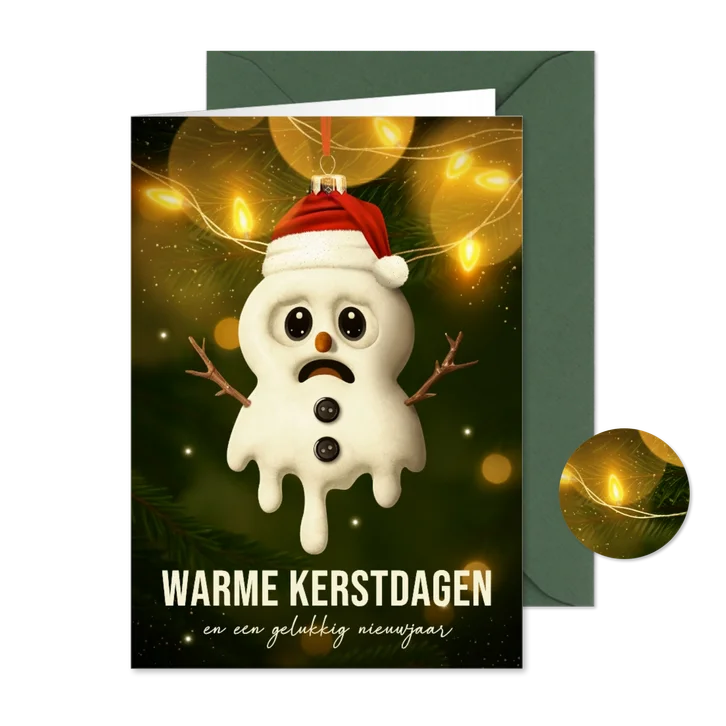 Grappige kerstkaart sneeuwpop Warm Wishes