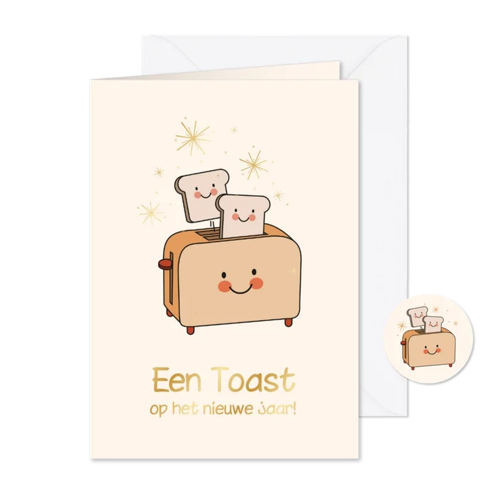 Grappige nieuwjaarskaart een toast op het nieuwe jaar 