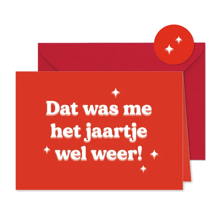 Grappige nieuwjaarskaart rood dat was het jaartje wel weer