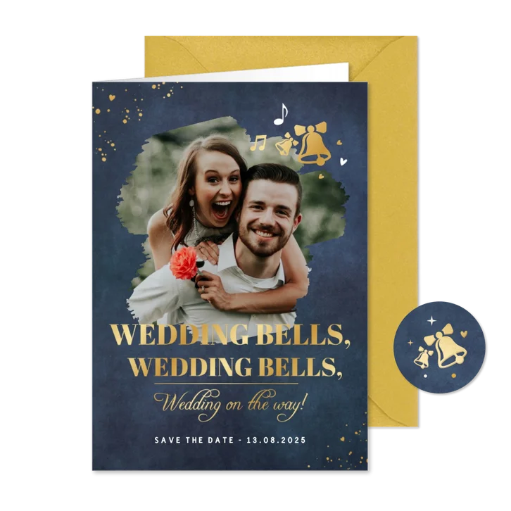 Grappige stijlvolle Save the Date kerstkaart met foto