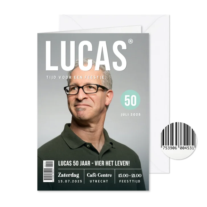 Grappige tijdschrift magazine uitnodiging met eigen foto