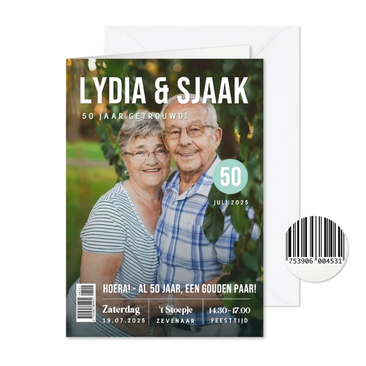 Grappige tijdschrift uitnodiging huwelijks jubileum feest