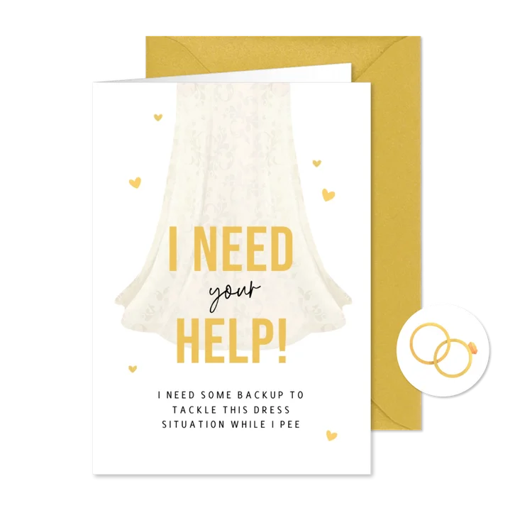 Grappige trouwkaart bruidsmeisje i need help with my dress