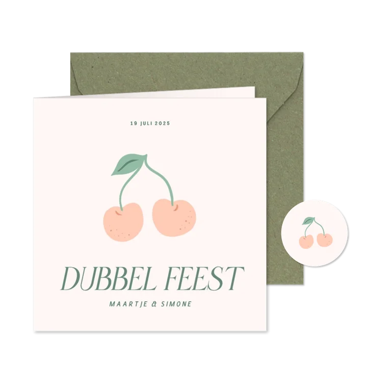 Grappige uitnodiging dubbel feest met kersje samen jarig