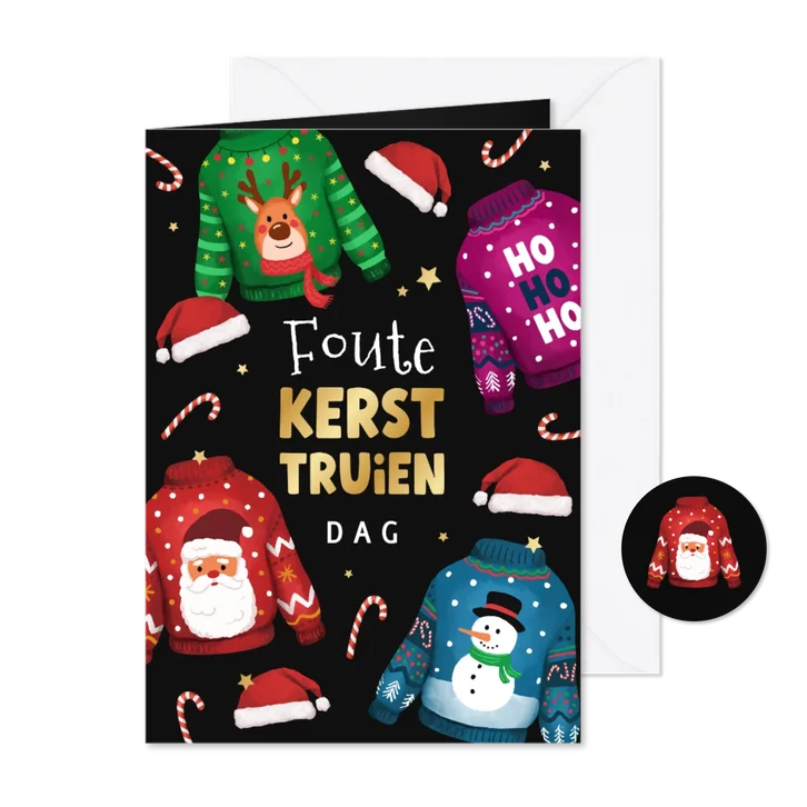 Grappige uitnodiging foute kerst kersttruien dag bedrijf
