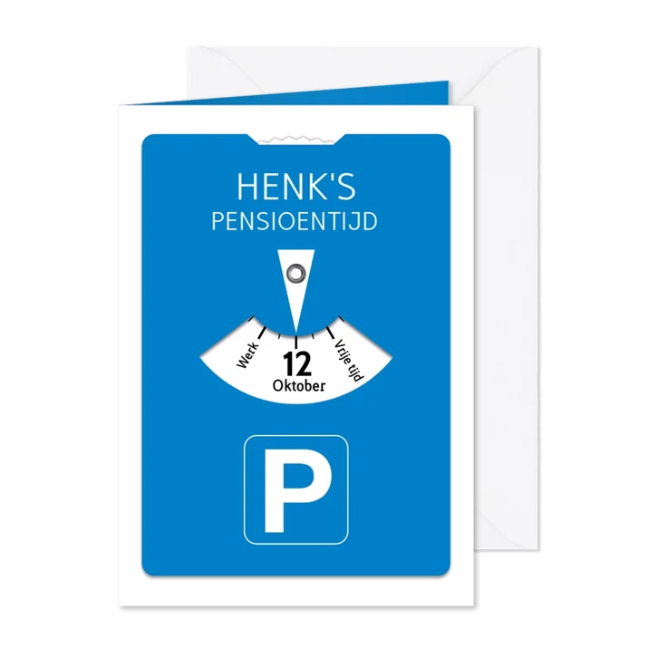 Grappige uitnodiging  parkeerkaart voor je pensioen