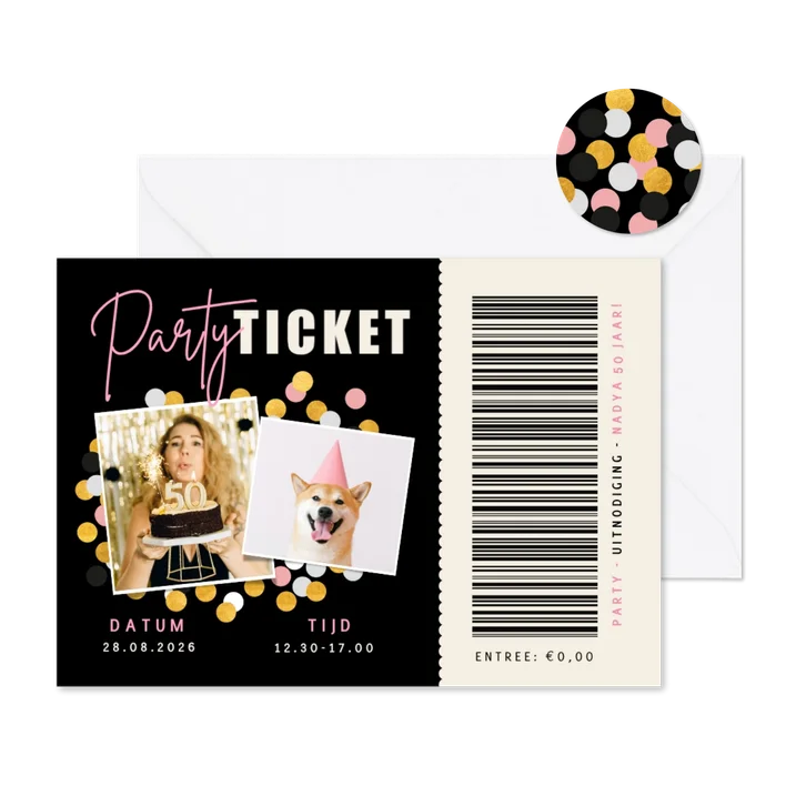 Grappige uitnodiging verjaardag als entree party ticket