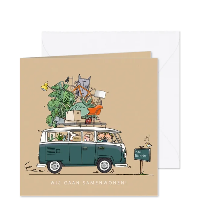 Grappige VW bus met plaatsbord
