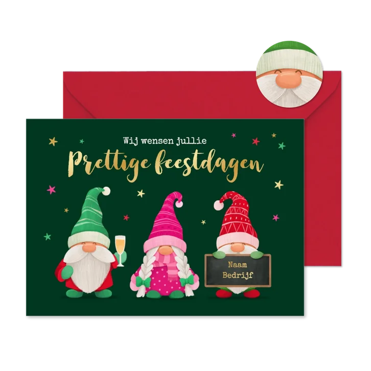 Grappige zakelijke kerstkaart gnomes kabouters feestdagen