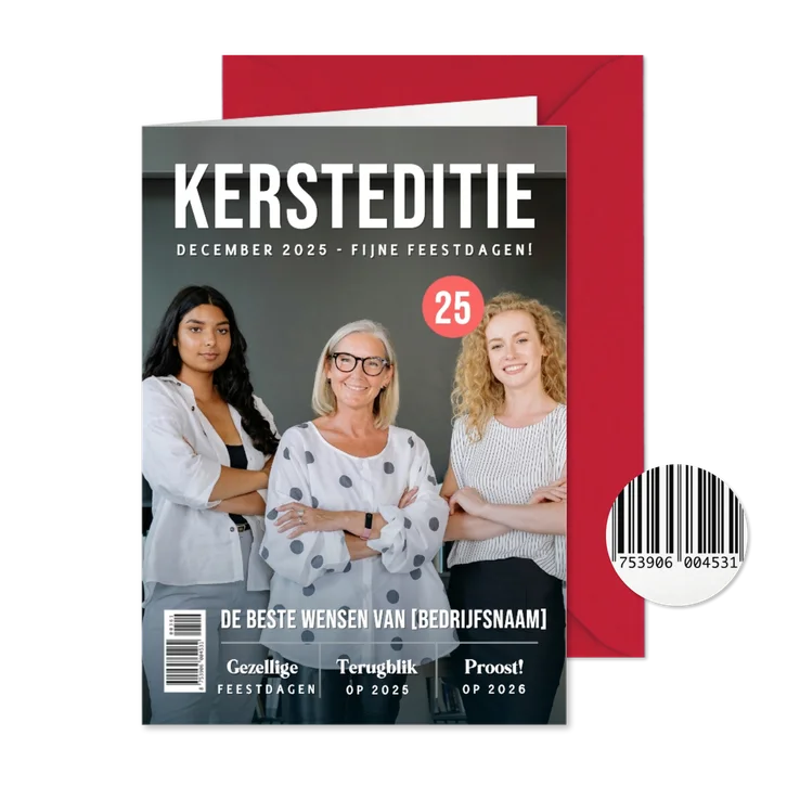 Grappige zakelijke kerstkaart in tijdschrift stijl