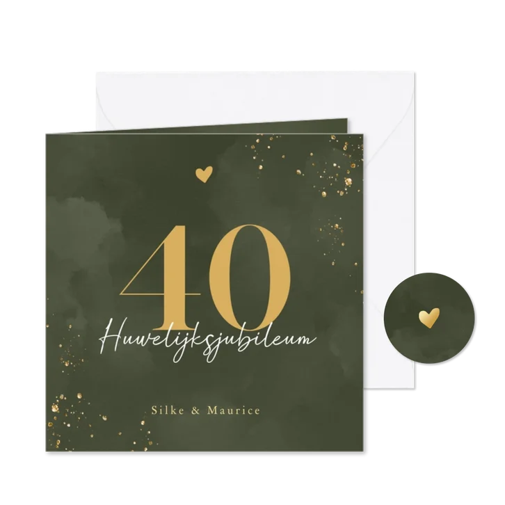 Groene jubileumkaart waterverf groot getal en glitters